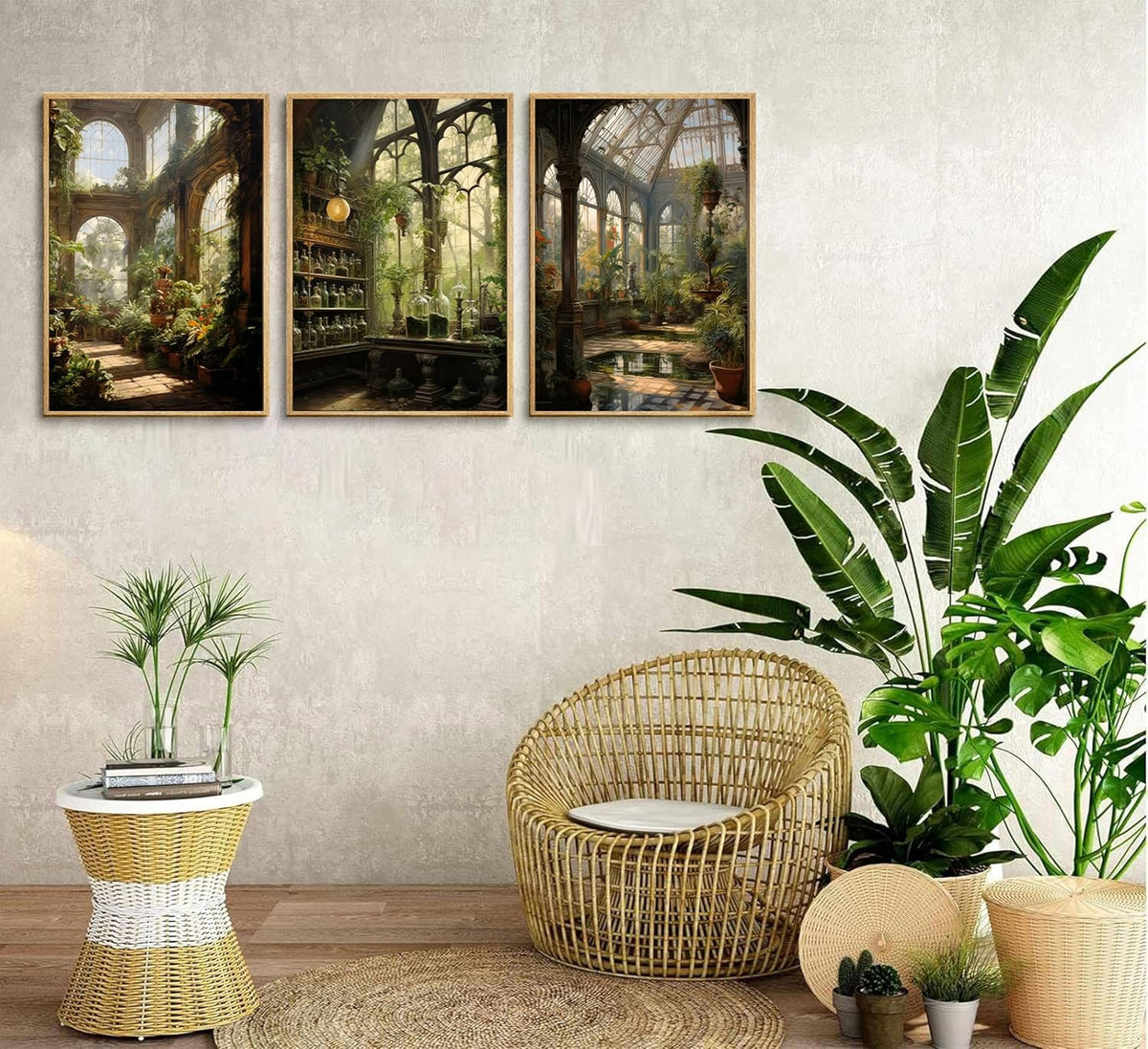 3pcs William Morris Green Plants Canvas Wall Art Medieval Castle Posters Prints Gothictalian