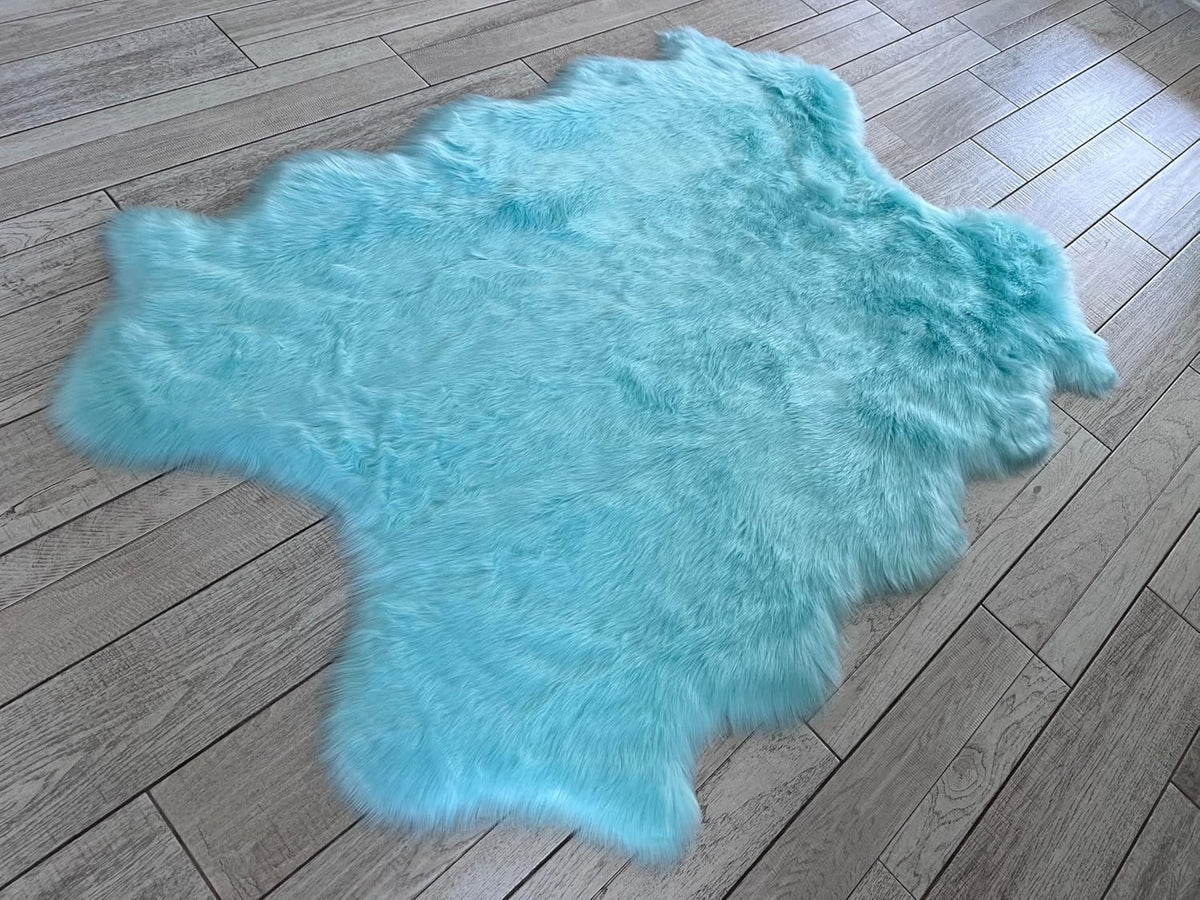 LAMBZY Faux Sheepskin Super Soft Hypoallergenic Free Shape Silky Shag Rug, Luxury Shaggy Plush