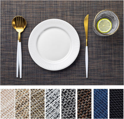 LEXMORE Placemats Set of 6 Vinyl/Plastic Woven Place Mats for Kitchen Table Indoor/Outdoor Washable