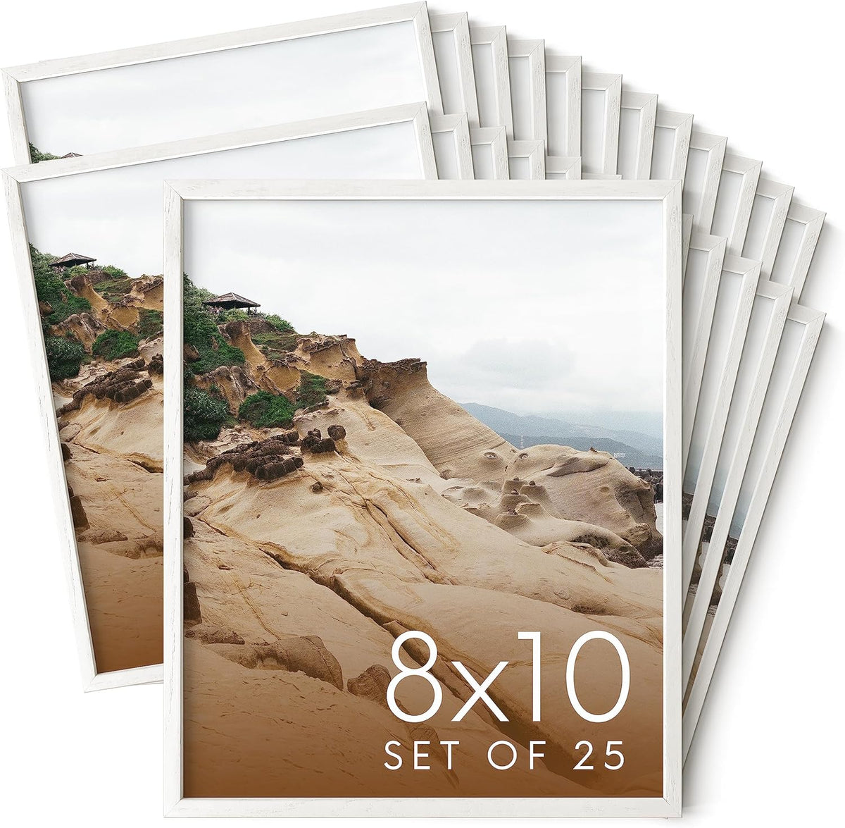 HAUS AND HUES 8x10 White Oak Wood Picture Frames Set of 25 - Premium Bulk Picture Frames 8x10