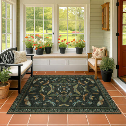 Dark Green 4x6 Washable Area Rug for Living Room, Bedroom, Large Entryway, Kitchen, Ultra Soft Non