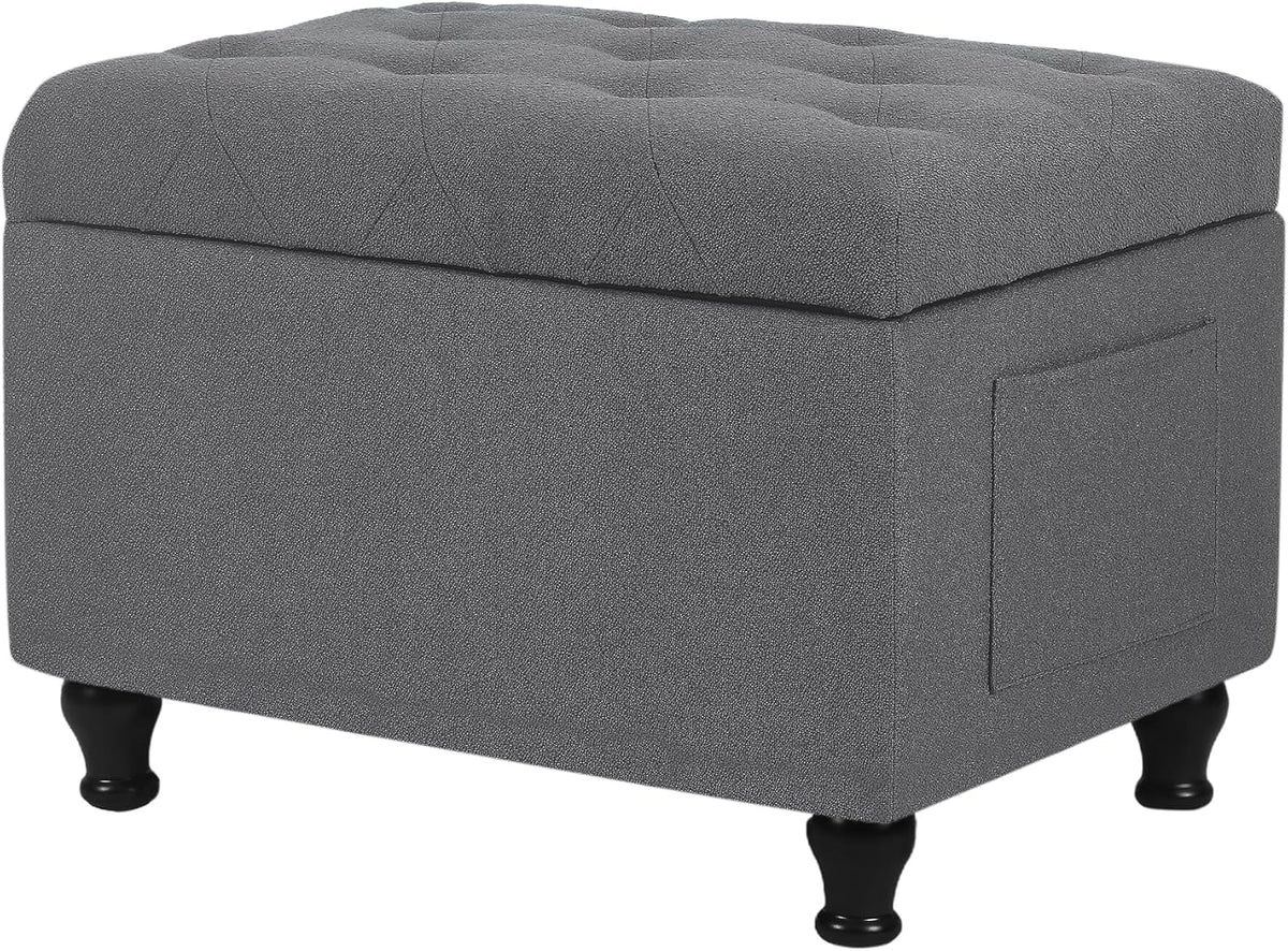Ottoman with Storage 24'' Storage Ottomans Fabric Ottoman Footstools Small Upholstered Foot Rest