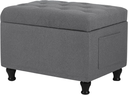 Ottoman with Storage 24'' Storage Ottomans Fabric Ottoman Footstools Small Upholstered Foot Rest