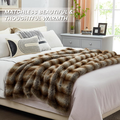 DREAMNINE Premium Luxury Fuzzy Animal Skin Faux Fur Throw Blanket 50" x 60", Double Sided Soft Long