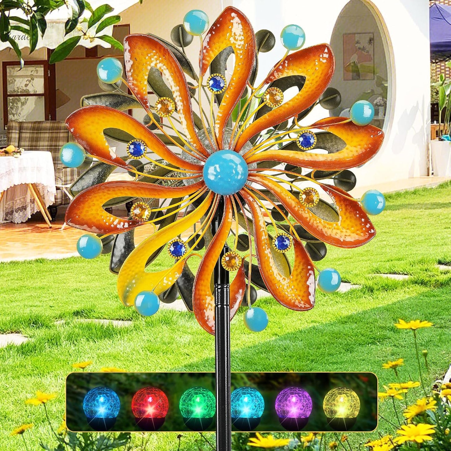 Wind Spinners for Yard and Garden - Wind Sculptures & Spinners 75 in Garden Kinetic Art with Solar