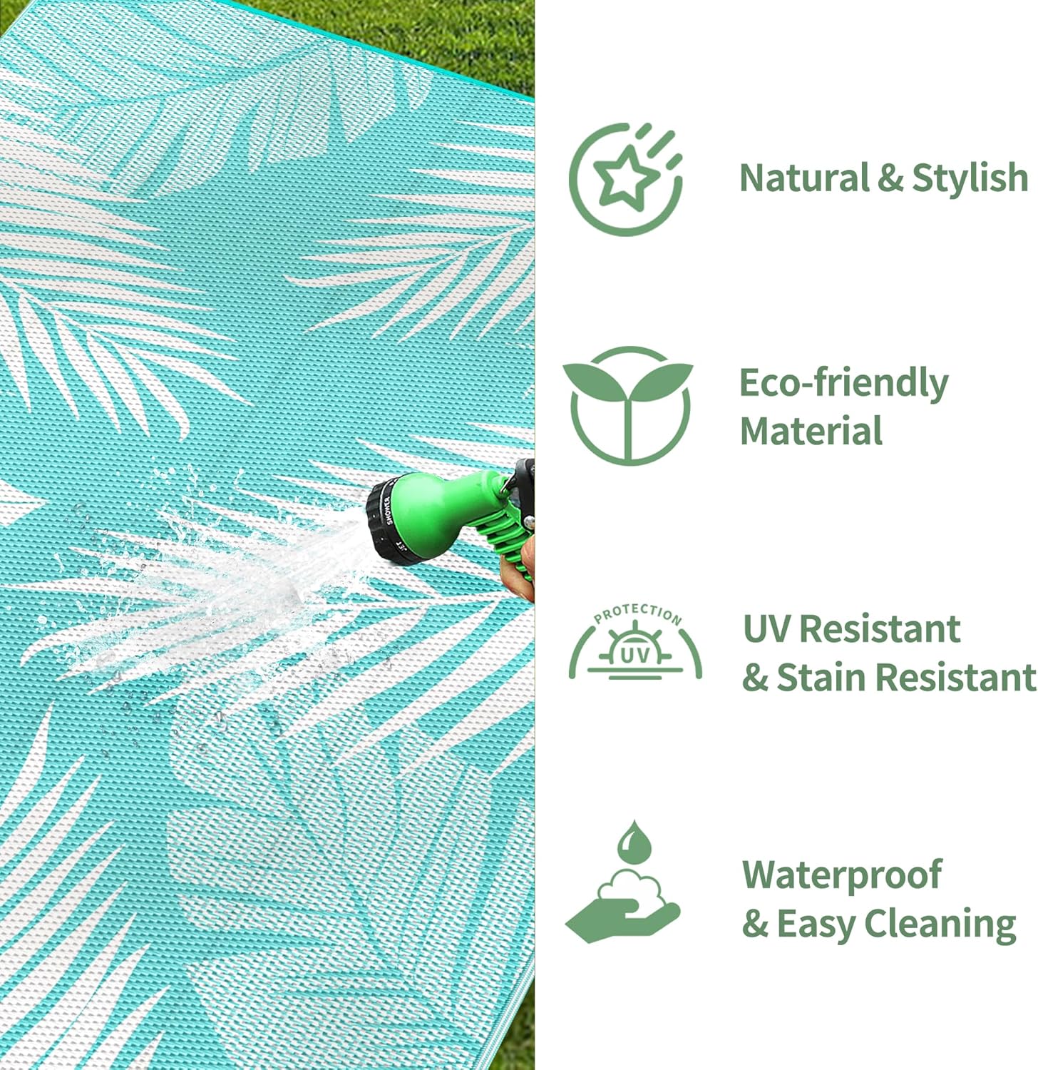 GENIMO Outdoor Rug 6' x 9' Waterproof for Patios Clearance, Reversible Outdoor Plastic Straw