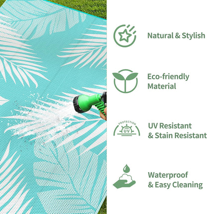 GENIMO Outdoor Rug 8' x 10' Waterproof for Patios Clearance, Reversible Outdoor Plastic Straw