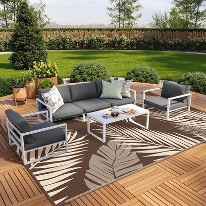 GENIMO Outdoor Rug 10' x 14' Waterproof for Patios Clearance, Reversible Outdoor Plastic Straw