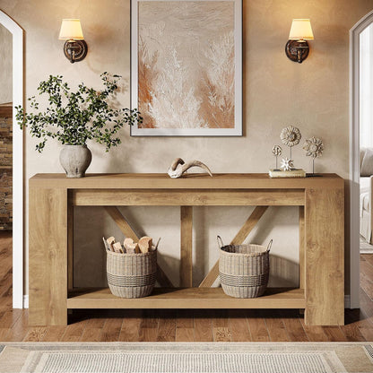 Tribesigns 70.9" Extra Long Entry Table, Farmhouse Wood Console Table with Storage, Modern Accent