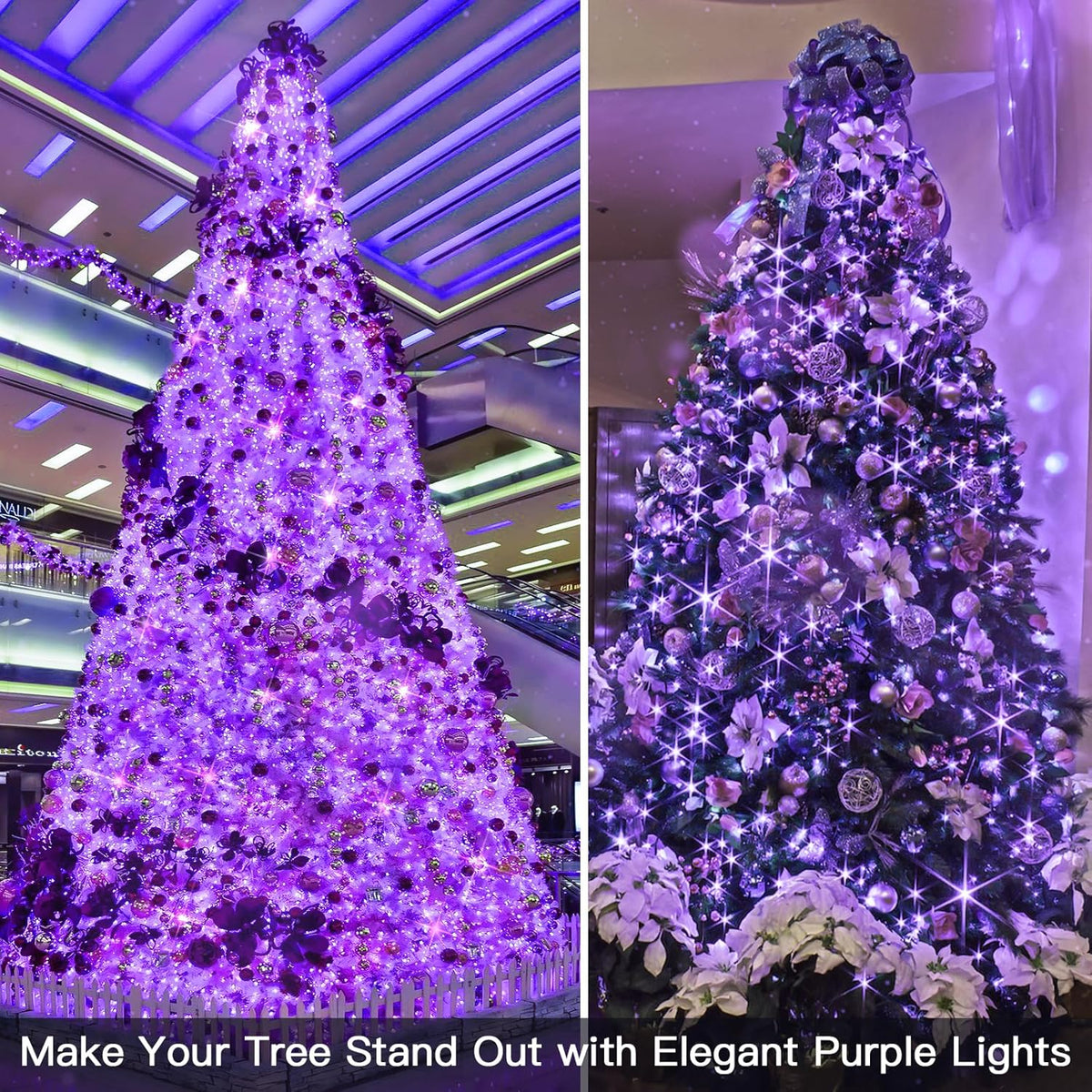 suddus Hallowee Purple Lights Battery Operated, 66ft 200 LED Twinkle Lights Battery Operated