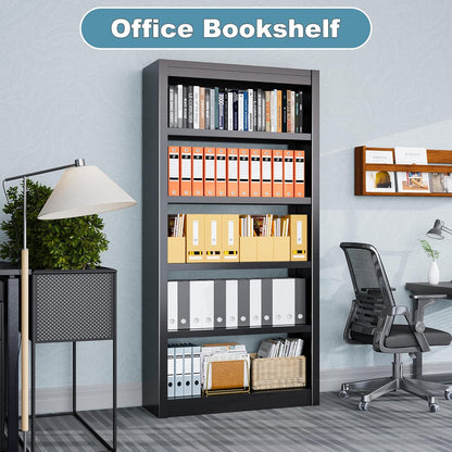 Bookcase, 5-Shelf Industrial Bookshelf, Large Storage Space, Adjustable Bookshelves, Perfect for
