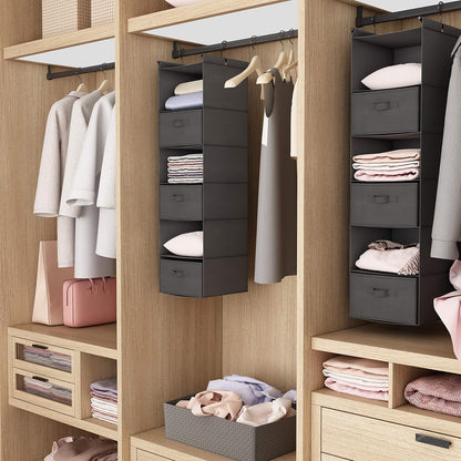 MAX Houser 6 Tier Shelf Hanging Closet Organizer, Closet Hanging Shelf with 2 Sturdy Hooks for