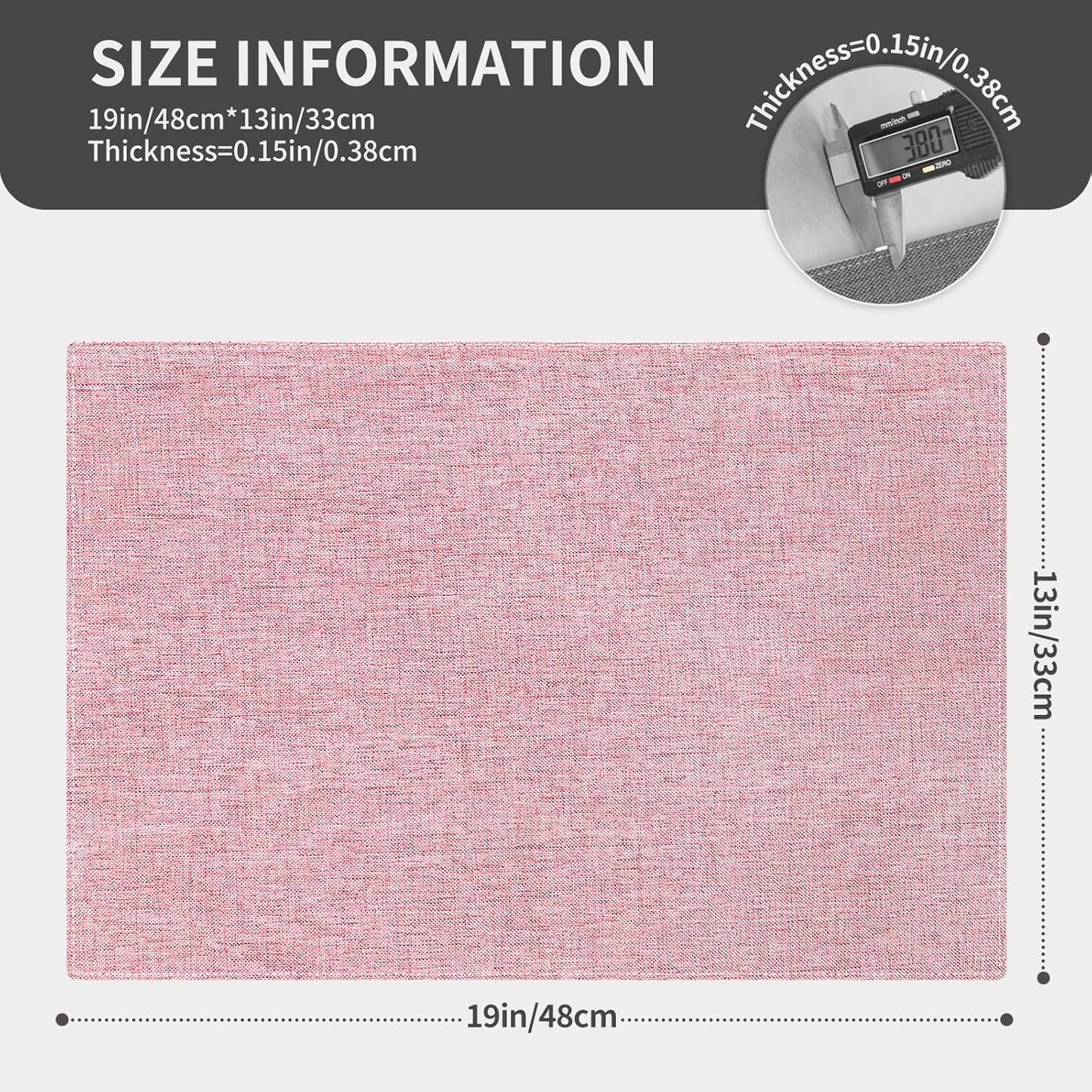 Cloth Placemats, Set of 6 Heat-Resistant Cotton Linen Blend Double Layered Machine Washable Place