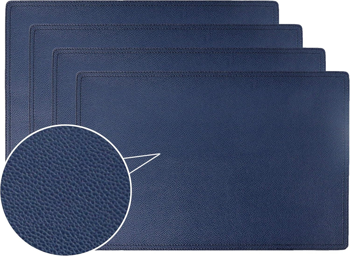 Faux Leather Placemats, PU Table Mats, Set of 4, Waterproof, Stain Resistant, Heat Resistant