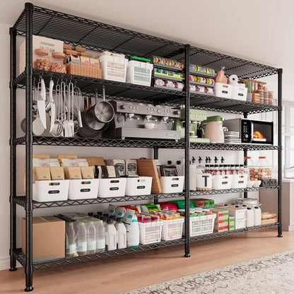 REIBII 1600LBS Storage Shelves Metal Shelving 5 Tier Wire Shelving Unit, 69.8" W Pantry Shelves