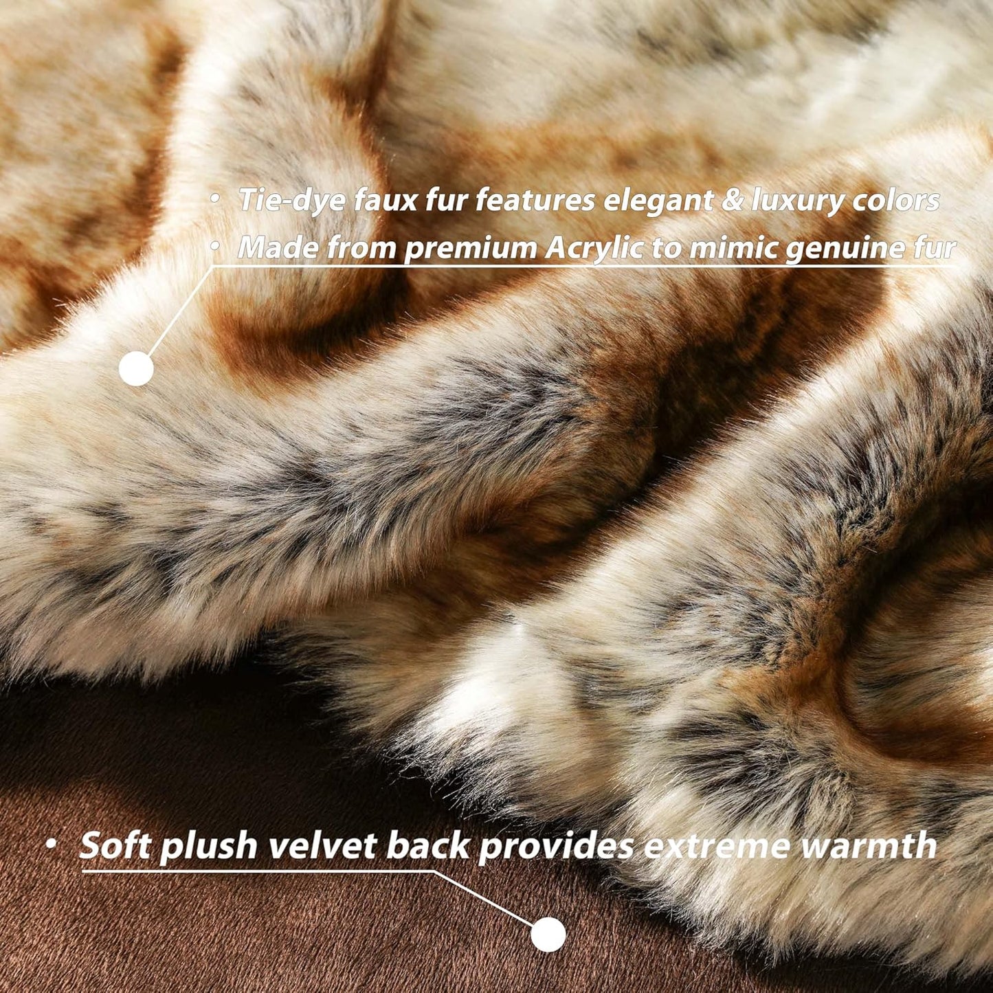 BATTILO HOME Large Brown Faux Fur Throw Blanket for Bed, Fall Fur Blanket and Throws, 60 x 80