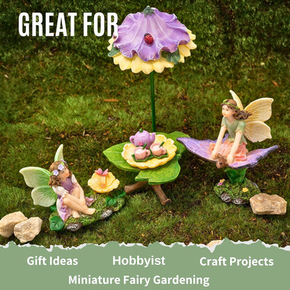 PRETMANNS Fairy Garden Accessories - Adorable Fairies for Gardens, Cute Miniatures with Furniture