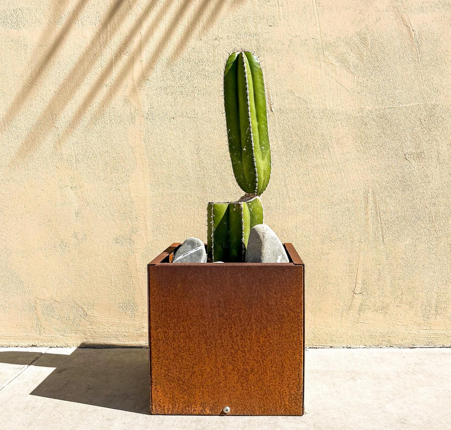 DIY CARTEL Corten Steel Cube Outdoor Planter Box, Rustic & Modern Farmhouse Design, Large Raised