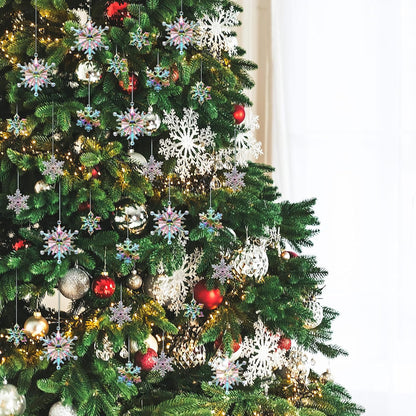 Dilunave 40 Pieces Christmas Snowflake Ornaments Acrylic Christmas Tree Decorations Crystal