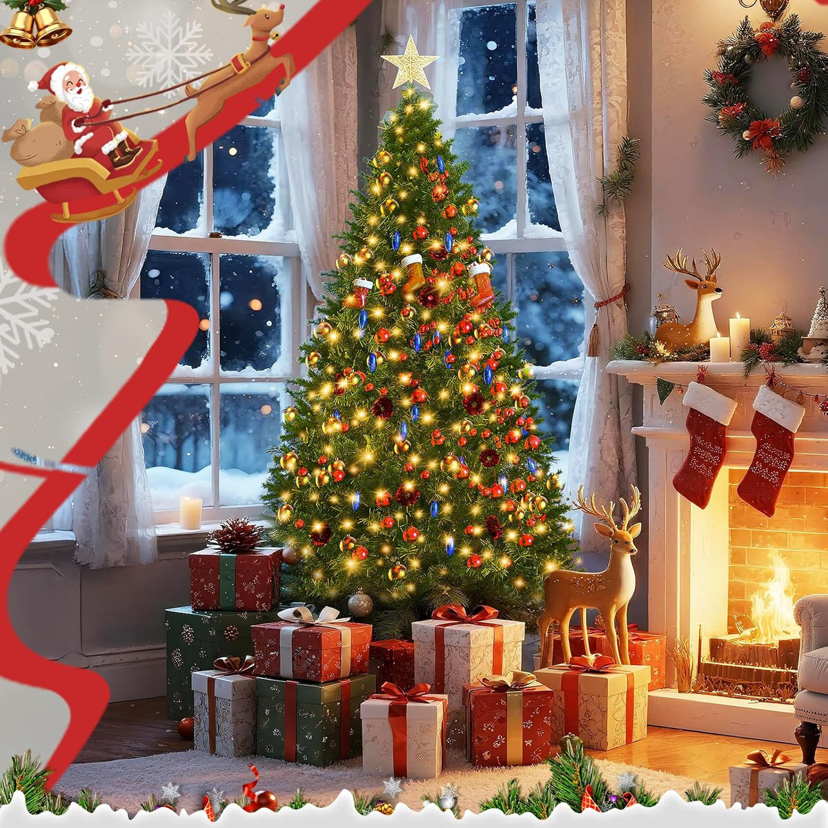LEVELEVE Premium 6FT Artificial Holiday Christmas Tree w/800 Branch Tips,250 LED Lights for
