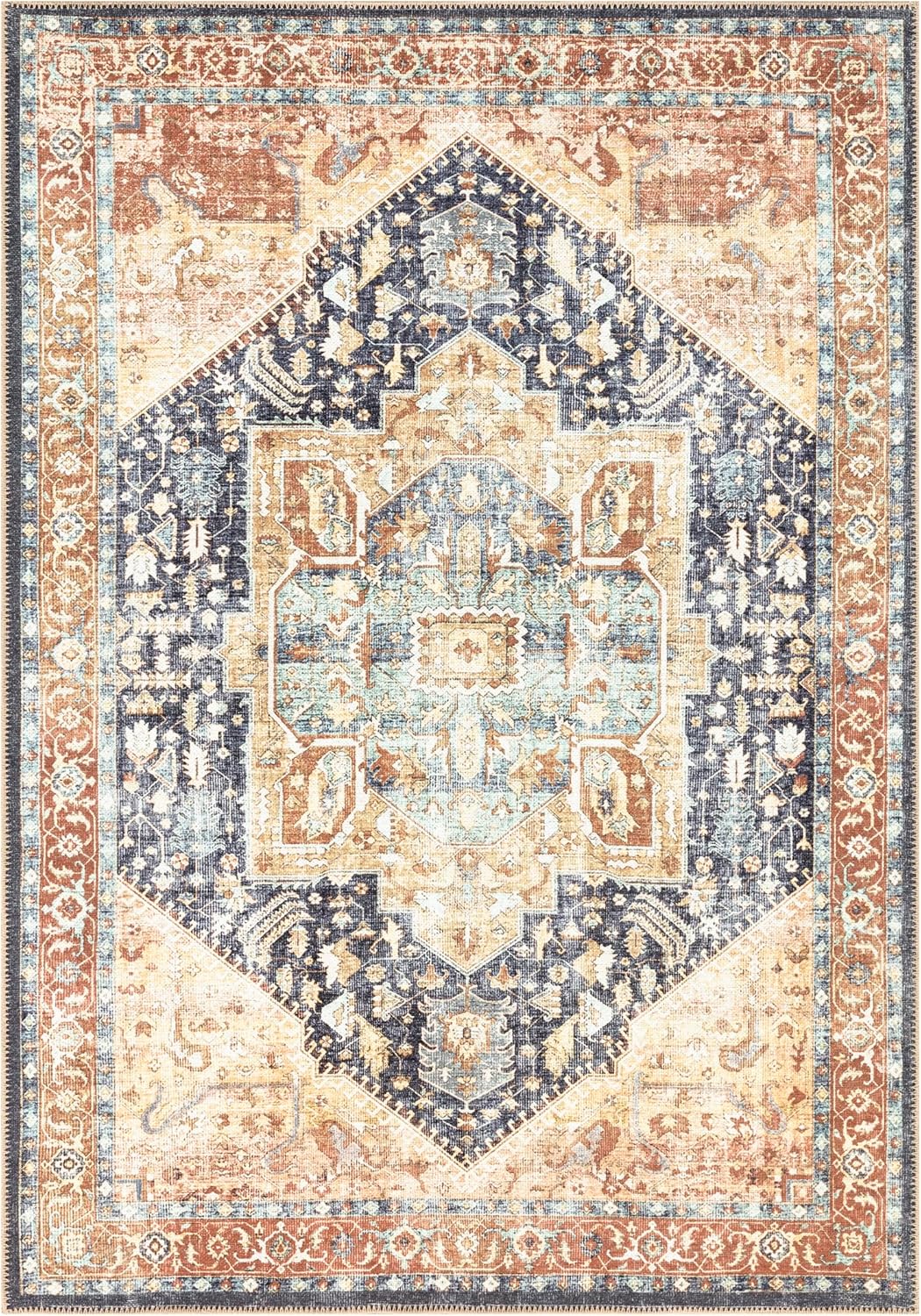 Keen Home Design 9x12 Rug - Machine Washable Area Rug with Non-Slip Backing, Ideal for Living Room