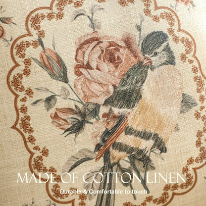 patdrea Designer Vintage Floral Throw Pillow Covers for Couch Set of 4,Brown Yellow Linen