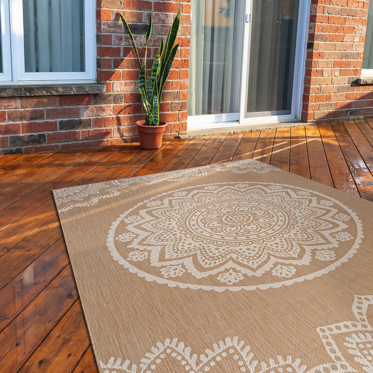 CAMILSON Outdoor Rug 6x9 Modern Area Rugs for Indoor and Outdoor Patios and Porches - Waterproof