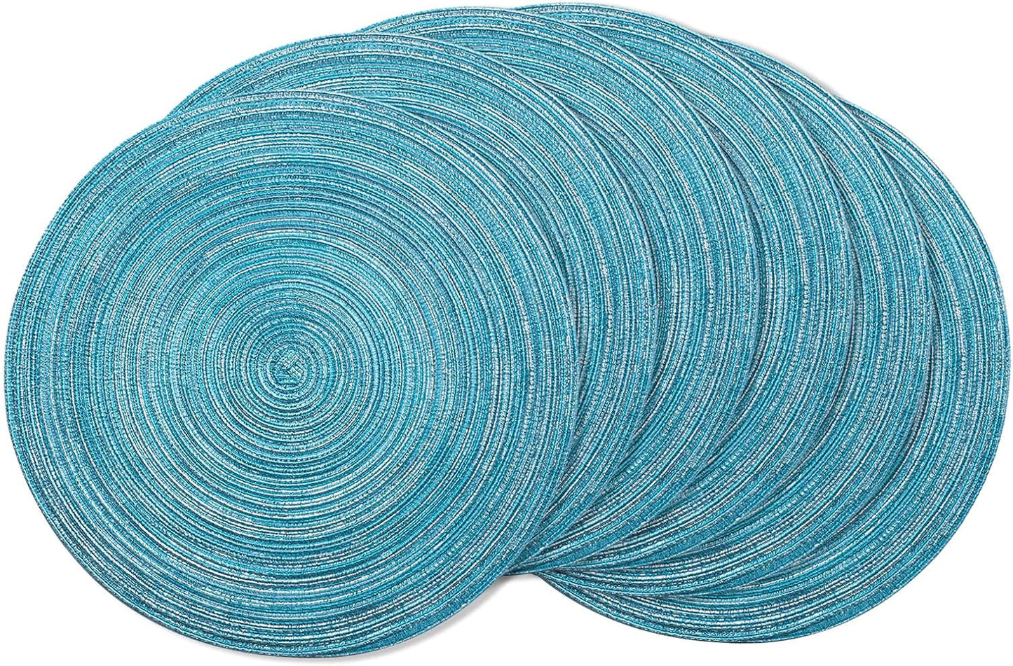 AHHFSMEI Round Braided Placemats Set of 6 Round Table Mats for Dining Tables Natural Woven Heat