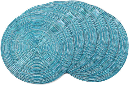 AHHFSMEI Round Braided Placemats Set of 6 Round Table Mats for Dining Tables Natural Woven Heat