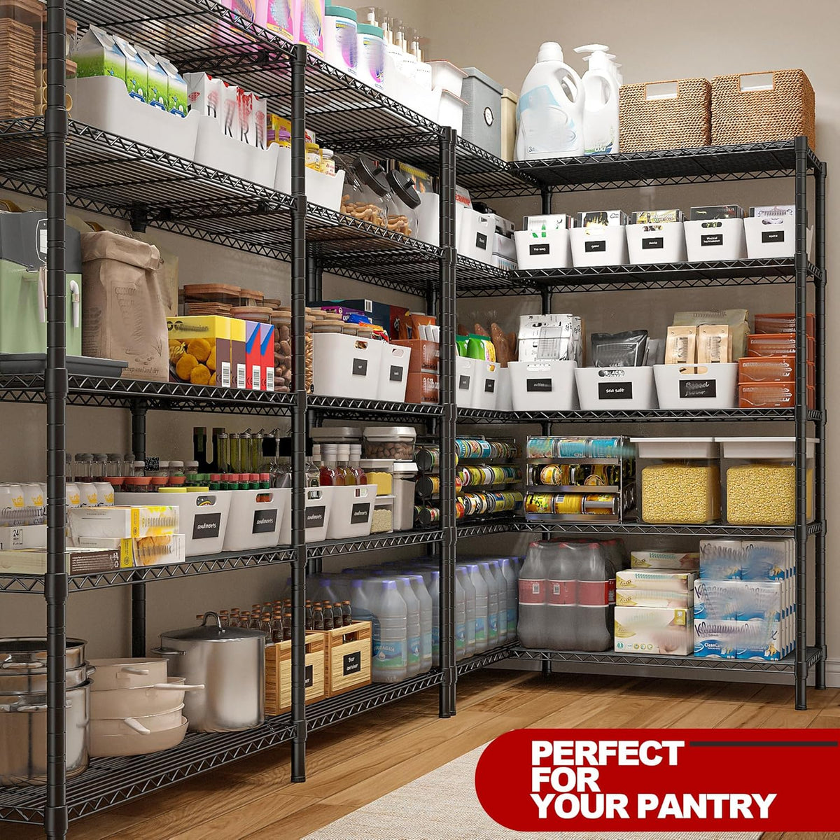 REIBII 5 Tier Wire Shelving Storage Shelves Loads 1430LBS, 58" W Metal Shelving for Storage