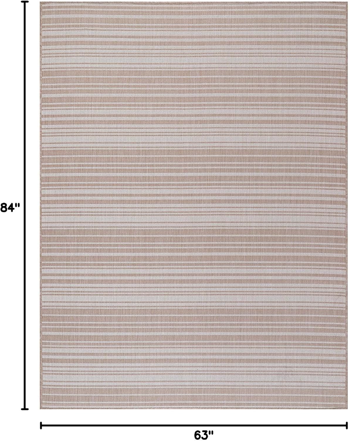 Stripe Outdoor Rug 5x7 Washable Outside Carpet for Indoor Patio Porch Waterproof Easy Cleaning Non