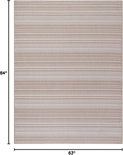 Stripe Outdoor Rug 5x7 Washable Outside Carpet for Indoor Patio Porch Waterproof Easy Cleaning Non
