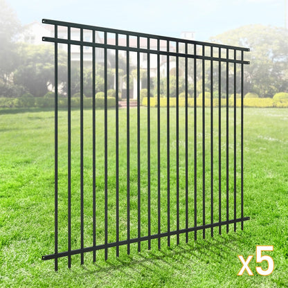 Fencer Wire Pack of 5 Heavy Duty Flat Top Fence Barrier Panel, 6FT Height X 8FT Width Anti-Rust