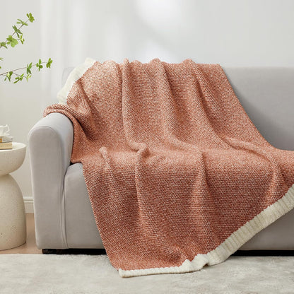 Snuggle Sac Orange Throw Blanket for Fall, Ultra Soft Warm Fall Blanket for Couch, Cozy Fuzzy Knit