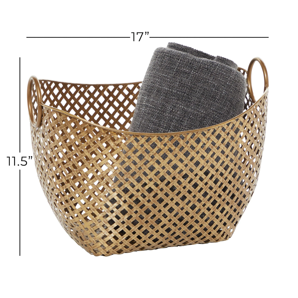 Deco 79 Metal Handmade Decorative and Functional Storage Basket Woven Inspired Basket Organizer