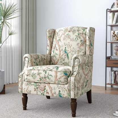 Lumibee High Back Accent Chair, Armchair in Fabric,Comfy Upholstered Wingback Single Sofa Reading