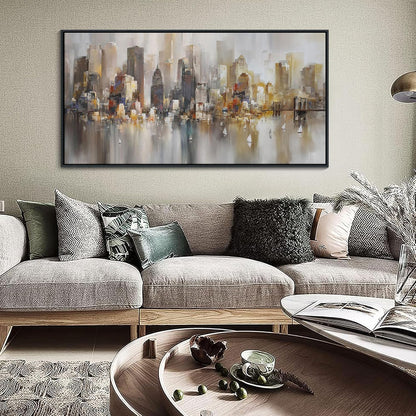 New York City Wall Art -Framed Modern Abstract Wall Art for Living Room, Office & Bedroom Cityscape