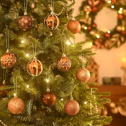 Valery Madelyn Christmas Ornaments Set, 30ct 2 Inches Bronze Copper Brown Gold Shatterproof