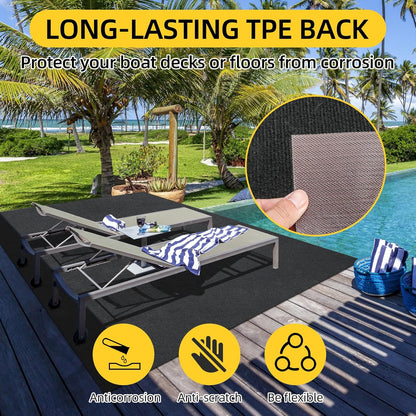 Marine Carpet, 5 FT x 20 FT Black Indoor/Outdoor Carpet, 0.2" Thick, Non-Slip, Waterproof, Machine