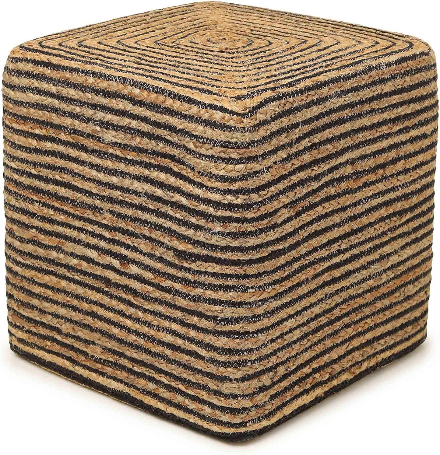 REDEARTH · Cube Pouf Foot Stool Ottoman - Jute Braided Pouffe Poof Accent Sitting Footrest for The