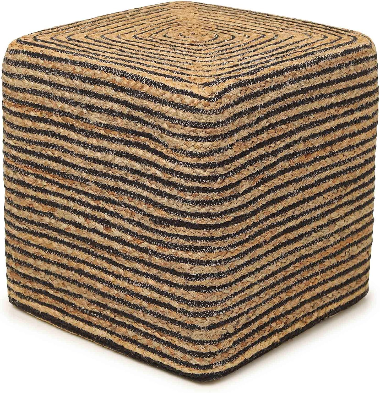 REDEARTH · Cube Pouf Foot Stool Ottoman - Jute Braided Pouffe Poof Accent Sitting Footrest for The