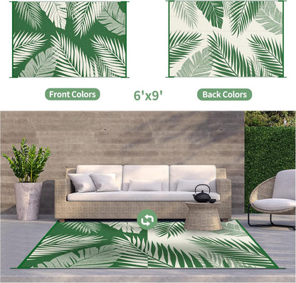 GENIMO Outdoor Rug 6' x 9' Waterproof for Patios Clearance, Reversible Outdoor Plastic Straw