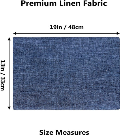 Home Brilliant Placemats Set of 4 Linen Blue Placemats Heat Resistant Dining Table Place Mats