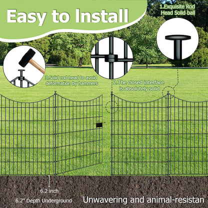 10 Panels Garden Fence Dog Fence Outdoor for Yard, 40in H x 23.6ft L Rustproof Metal Fencing with