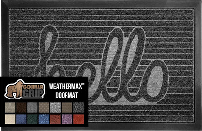 GORILLA GRIP 100% Waterproof All-Season WeatherMax Doormat, US Designed Natural Rubber, Stain and