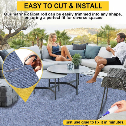 Marine Carpet,6 FT x 18 FT Blue-Gray Indoor Outdoor Carpet 0.2" Thick Boat Carpet with Water-Proof