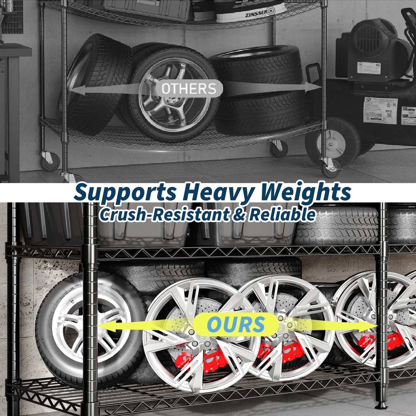 Garvee Metal Storage Shelves 4-Tier, Wire Shelving Rack 59"Wx13.8"Dx59.5"H,