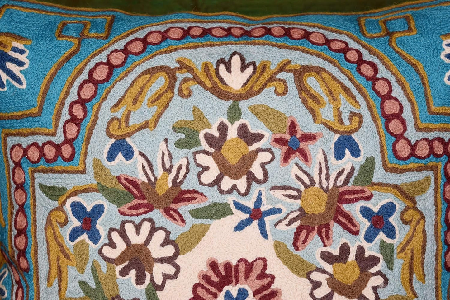 Turquoise Floral Pillow Cover Traditional Blue Flower Pillowcase Traditional Outdoor Cushion Suzani
