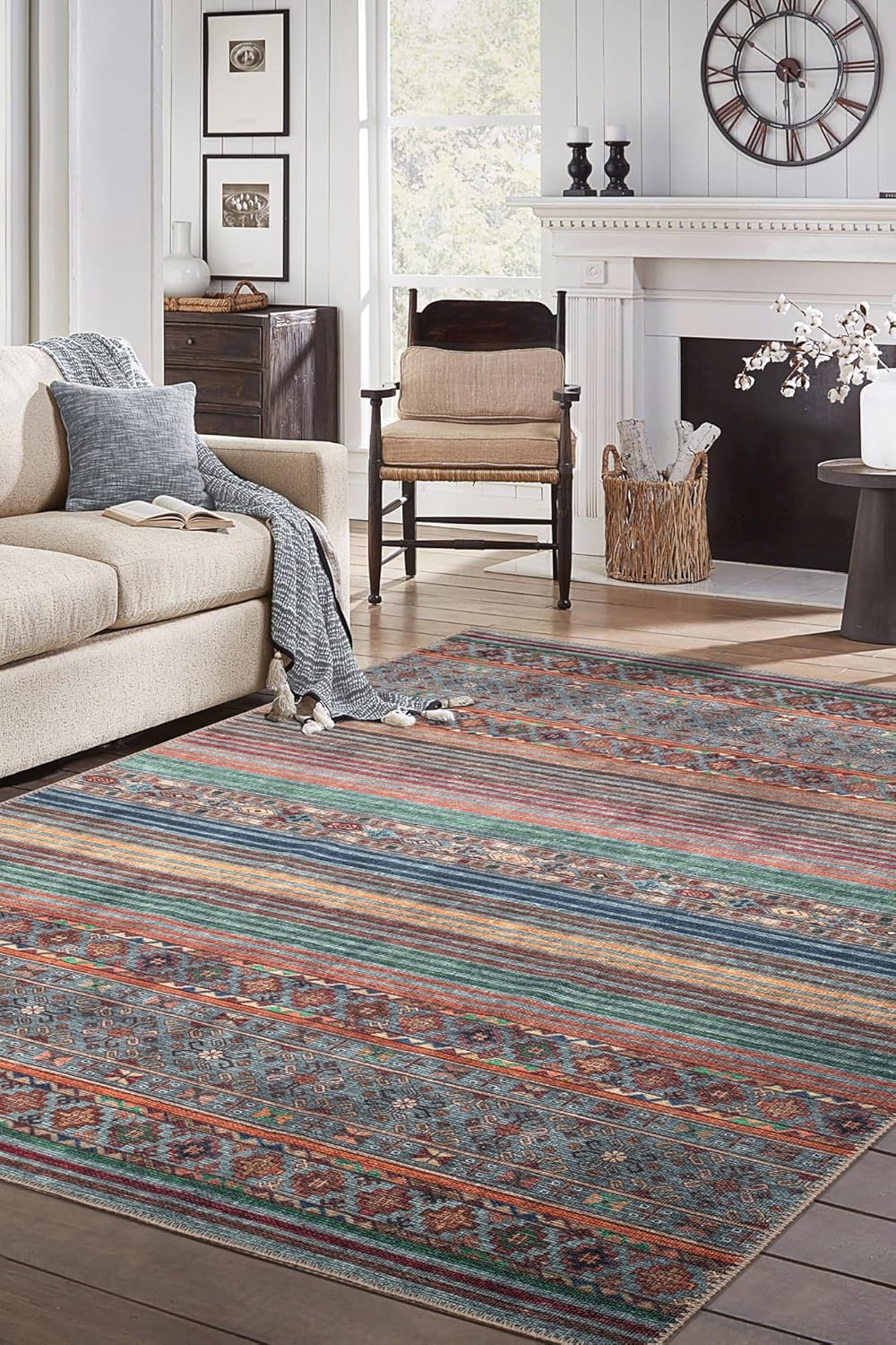 Keen Home Design 9x12 Rug - Machine Washable Area Rug with Non-Slip Backing, Ideal for Living Room