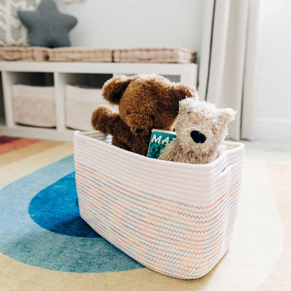 OrganiHaus Set of 3 Woven Storage Baskets for Organizing, Cotton Rope Organizer Bins for Shelves
